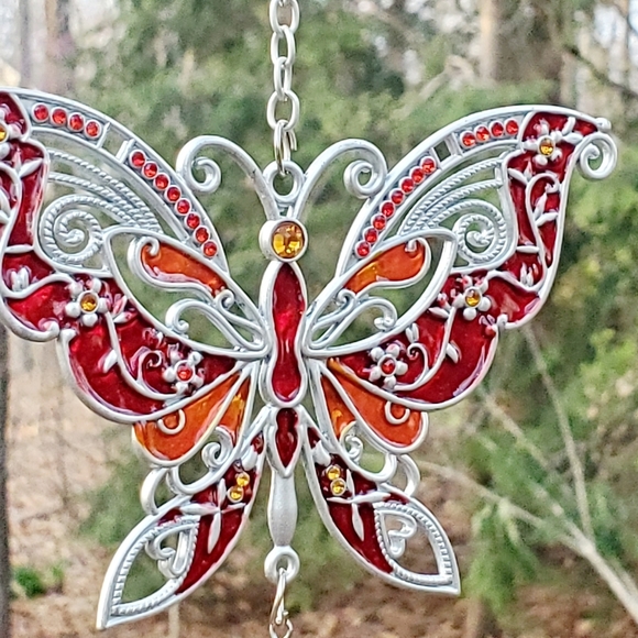 CARSON SUNCATCHER WIND CHIME "Pewterwork" Series Red Orange NWT | NIB - Picture 3 of 12